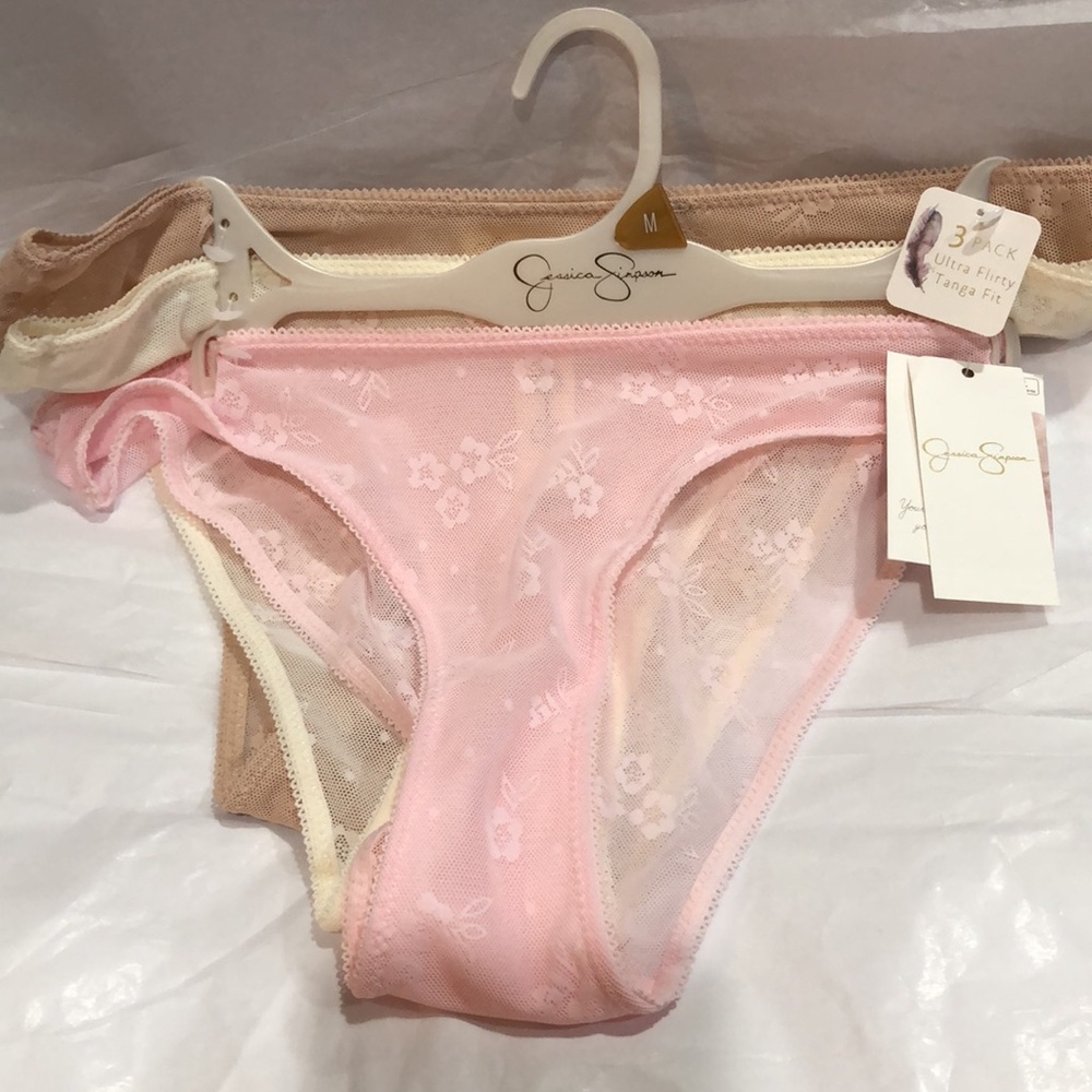 Jessica‎ Simpson 3pack ultra flirty lace tanga fit women’s panties size medium